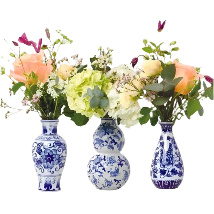 Three Delft Bud Vases - Casa by Josephine Jenno