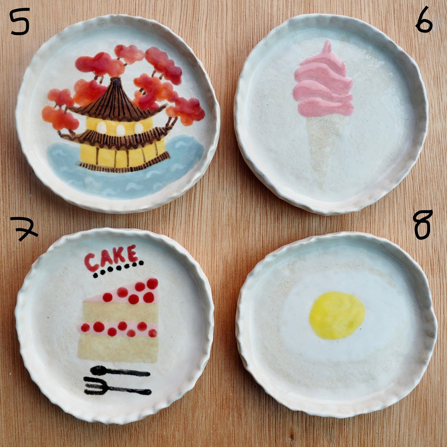 Handmade Little Ceramic Illustrated Ring Dishes Inspired by Japan