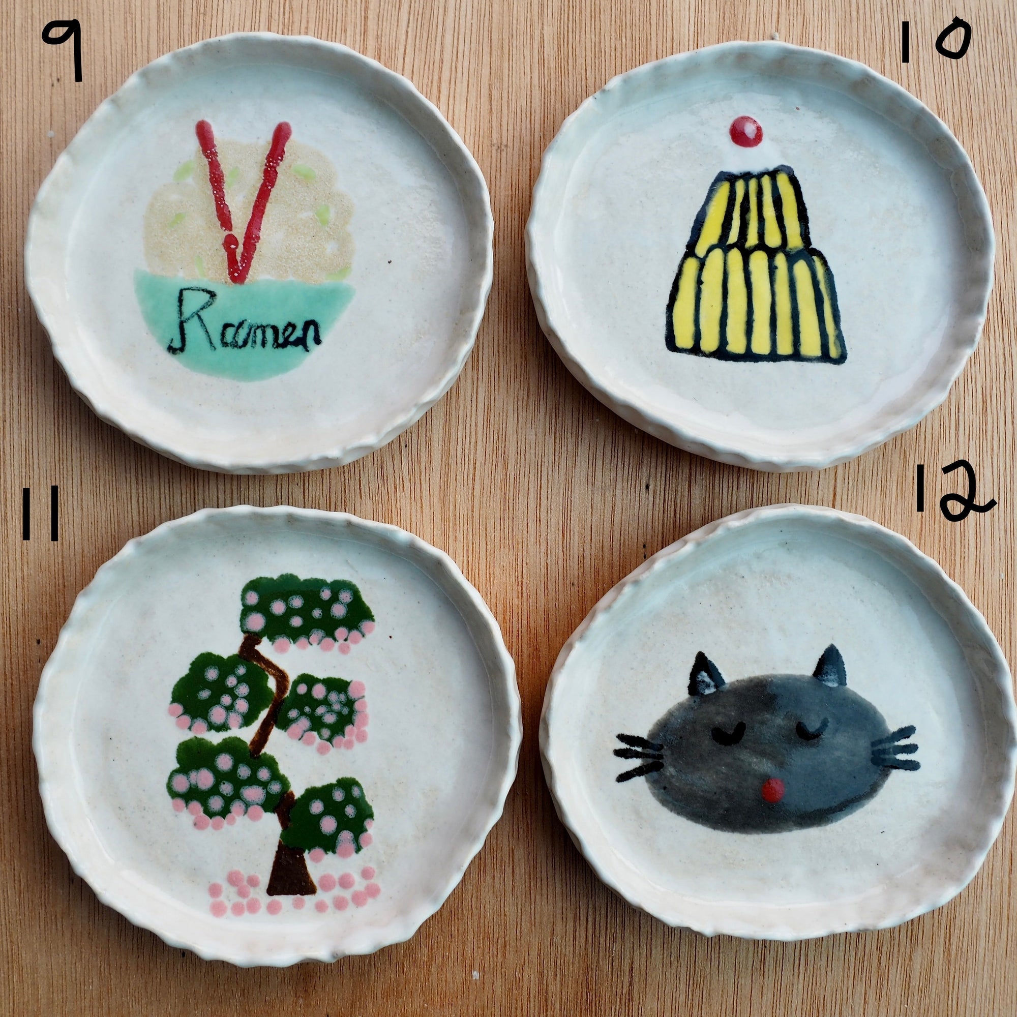 Handmade Little Ceramic Illustrated Ring Dishes Inspired by Japan