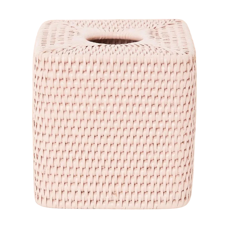 Rattan Tissue Box Cover - Pink