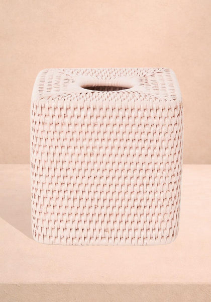 Rattan Tissue Box Cover - Pink