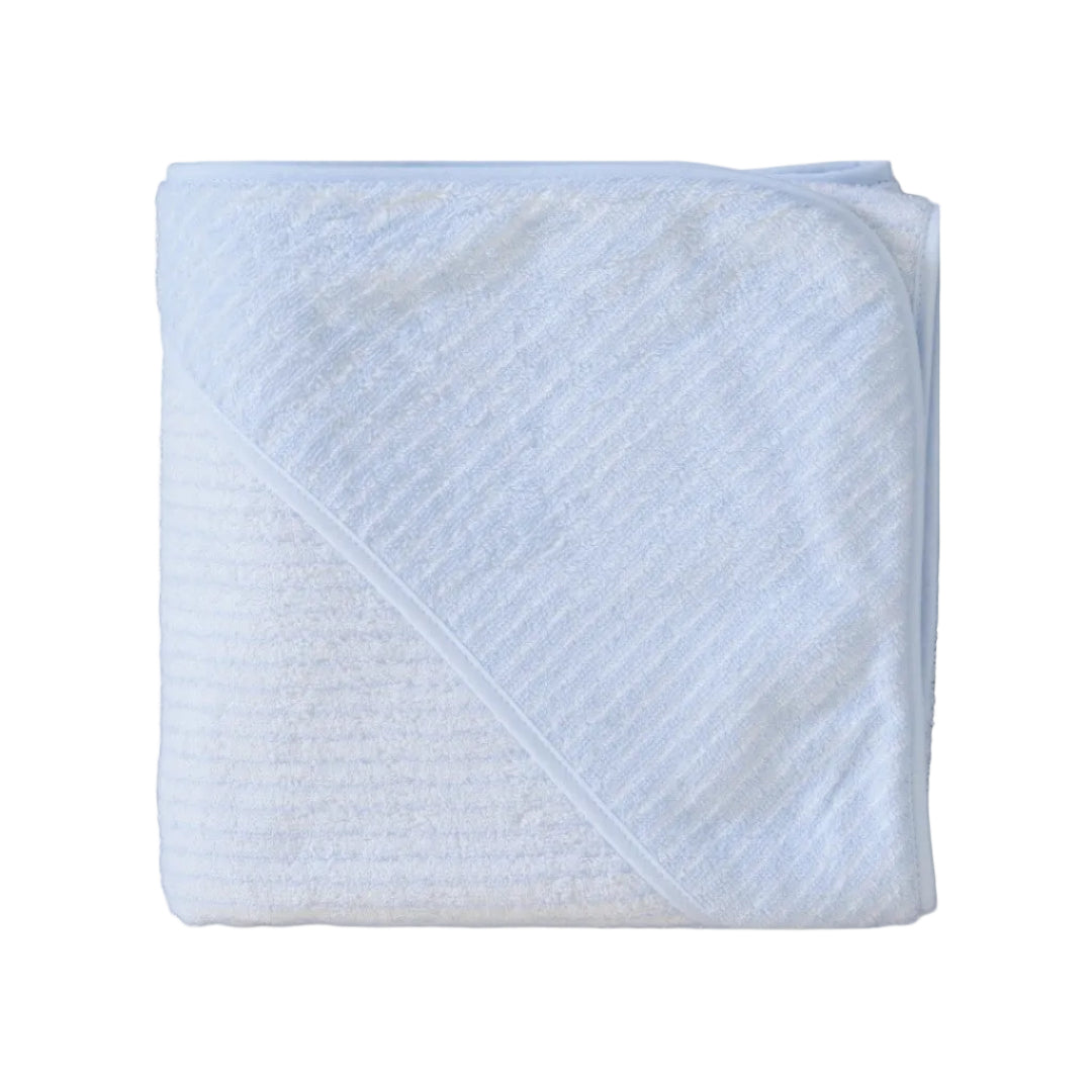 Striped Baby Bath Towel, Light Blue