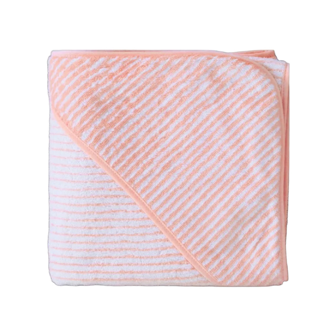 Striped Baby Bath Towel, Coral