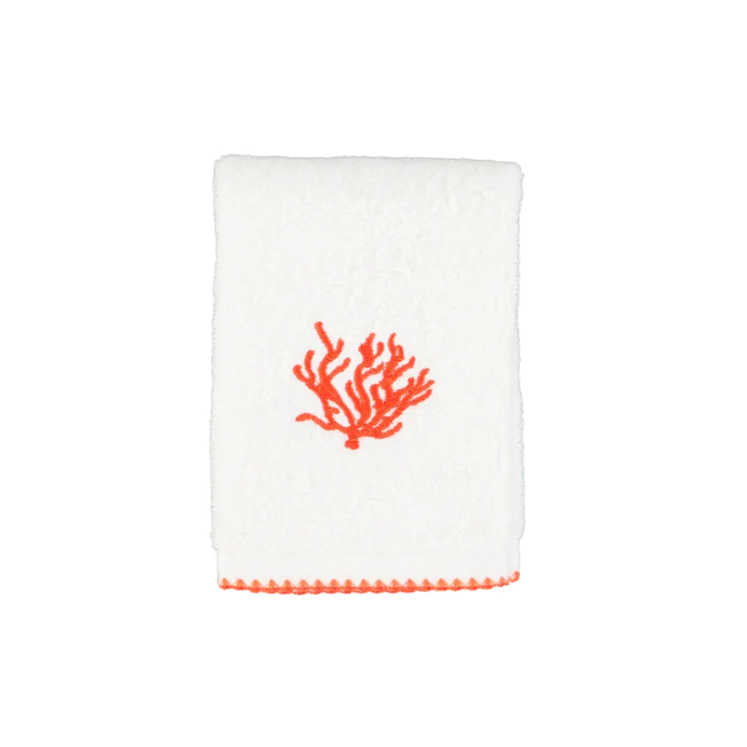 30 × 30 cm Cotton Guest Towel with Orange Coral Embroidery