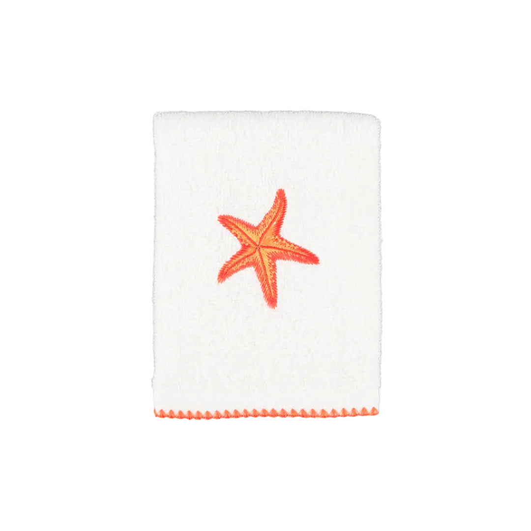 30 × 30 cm Cotton Guest Towel with Orange Starfish Embroidery