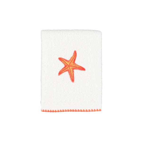 30 × 30 cm Cotton Guest Towel with Orange Starfish Embroidery