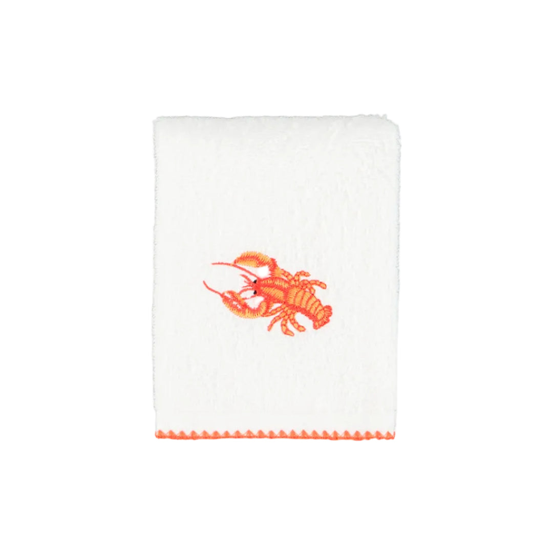 30 × 30 cm Cotton Guest Towel with Orange Lobster Embroidery