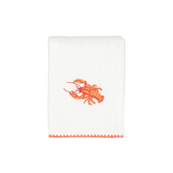 30 × 30 cm Cotton Guest Towel with Orange Lobster Embroidery