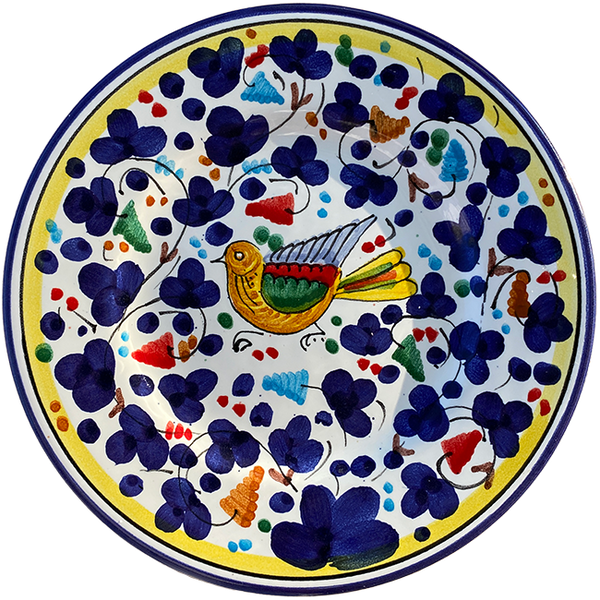 Bird Plate, Navy Blue Flowers - 20cm