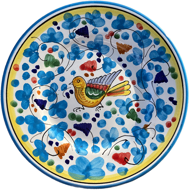 Bird Plate 20 cm Sky Blue Flowers