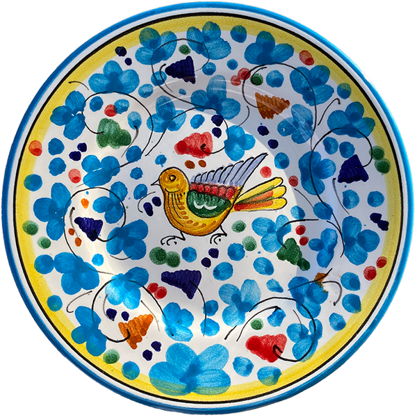 Bird Plate 20 cm Sky Blue Flowers