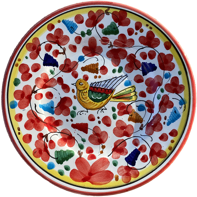 Bird Plate 20 cm Sky Red Flowers