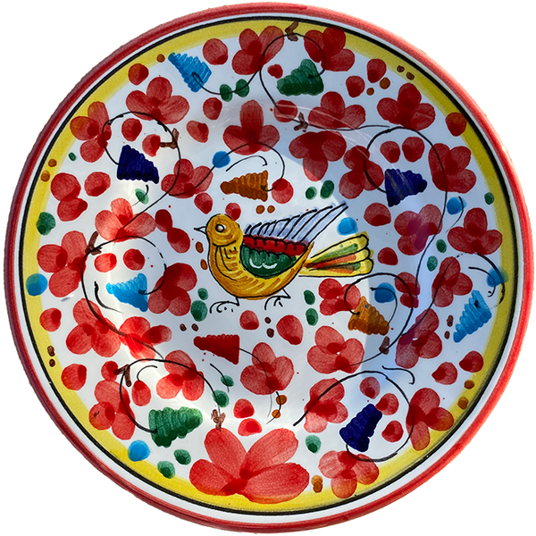 Bird Plate 20 cm Sky Red Flowers