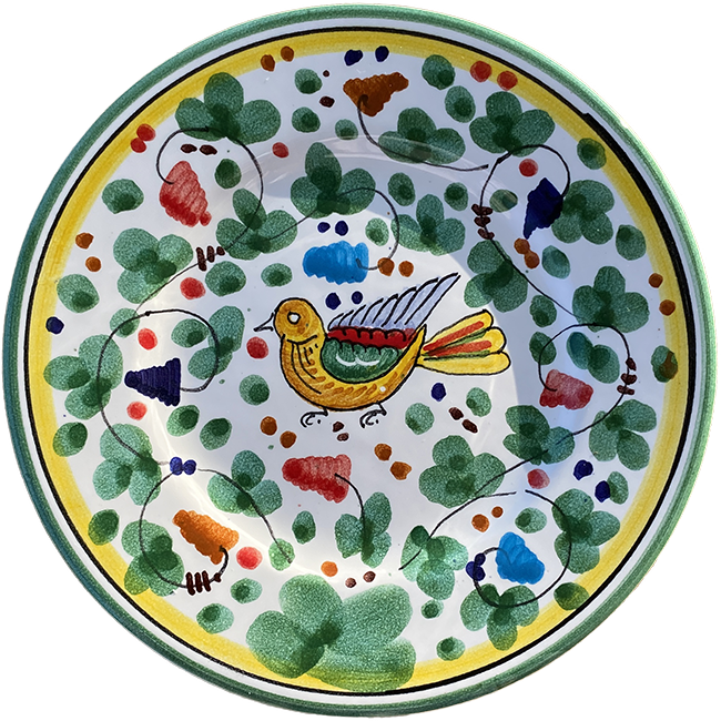 Bird Plate 20 cm Sky Green Flowers