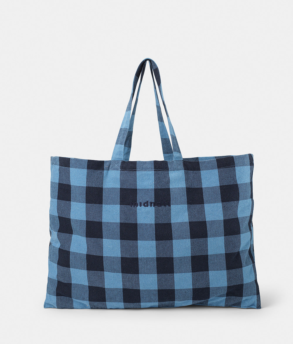 Tote Bag Checked Blue
