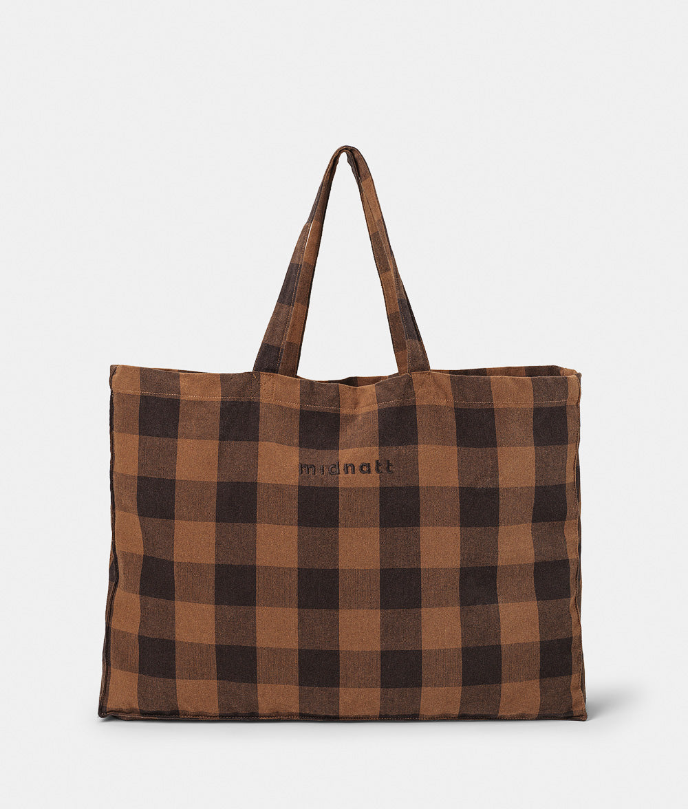 Tote Bag Checked Brown