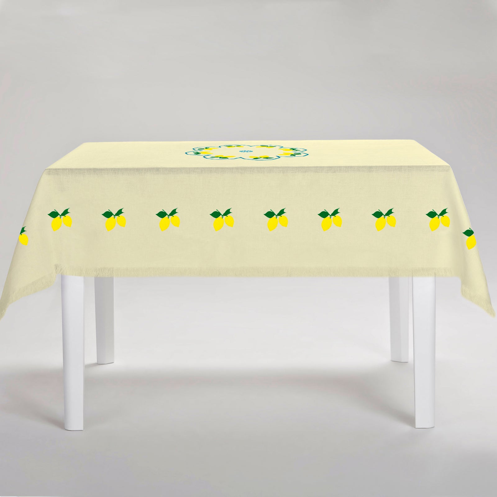 Limoni Tablecloth with Fringe - Yellow Linen