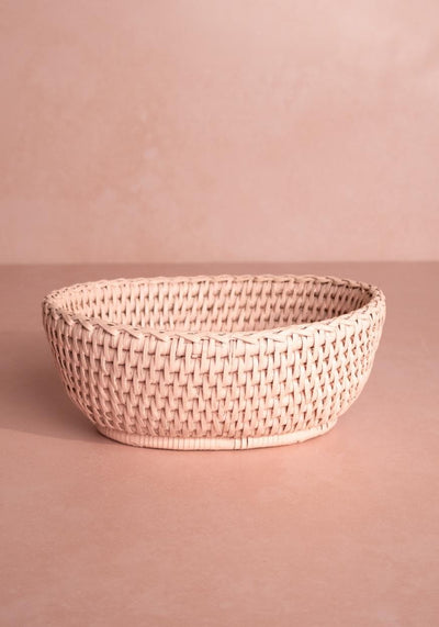 Mayfair Trinket Hold All Rattan Basket in Pink