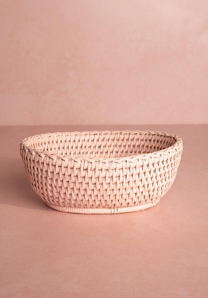 Mayfair Trinket Hold All Rattan Basket in Pink