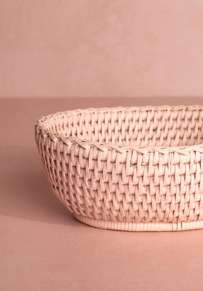 Mayfair Trinket Hold All Rattan Basket in Pink