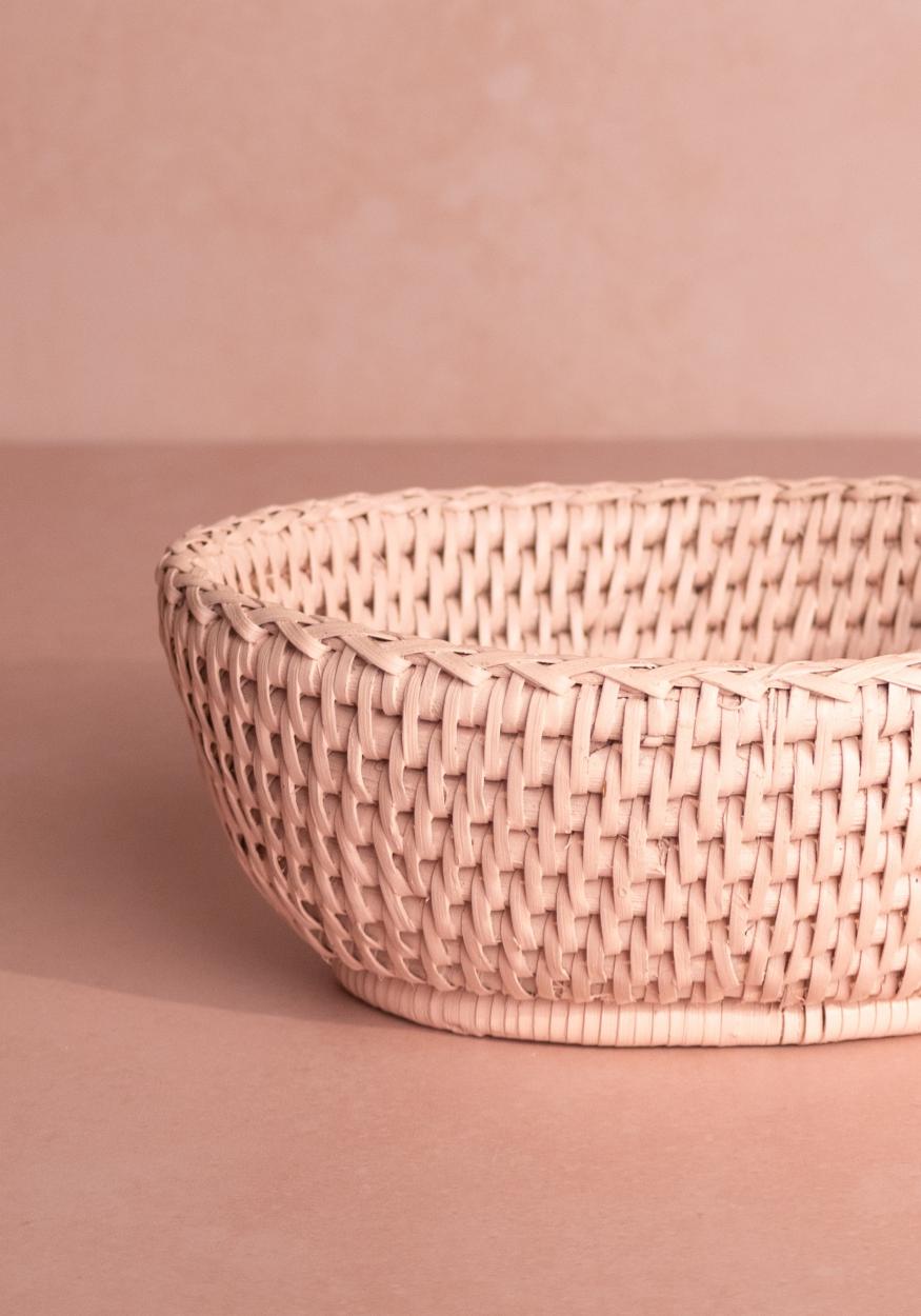 Mayfair Trinket Hold All Rattan Basket in Pink