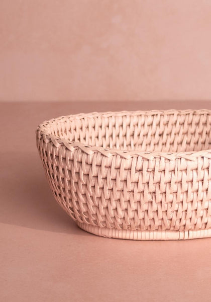 Mayfair Trinket Hold All Rattan Basket in Pink