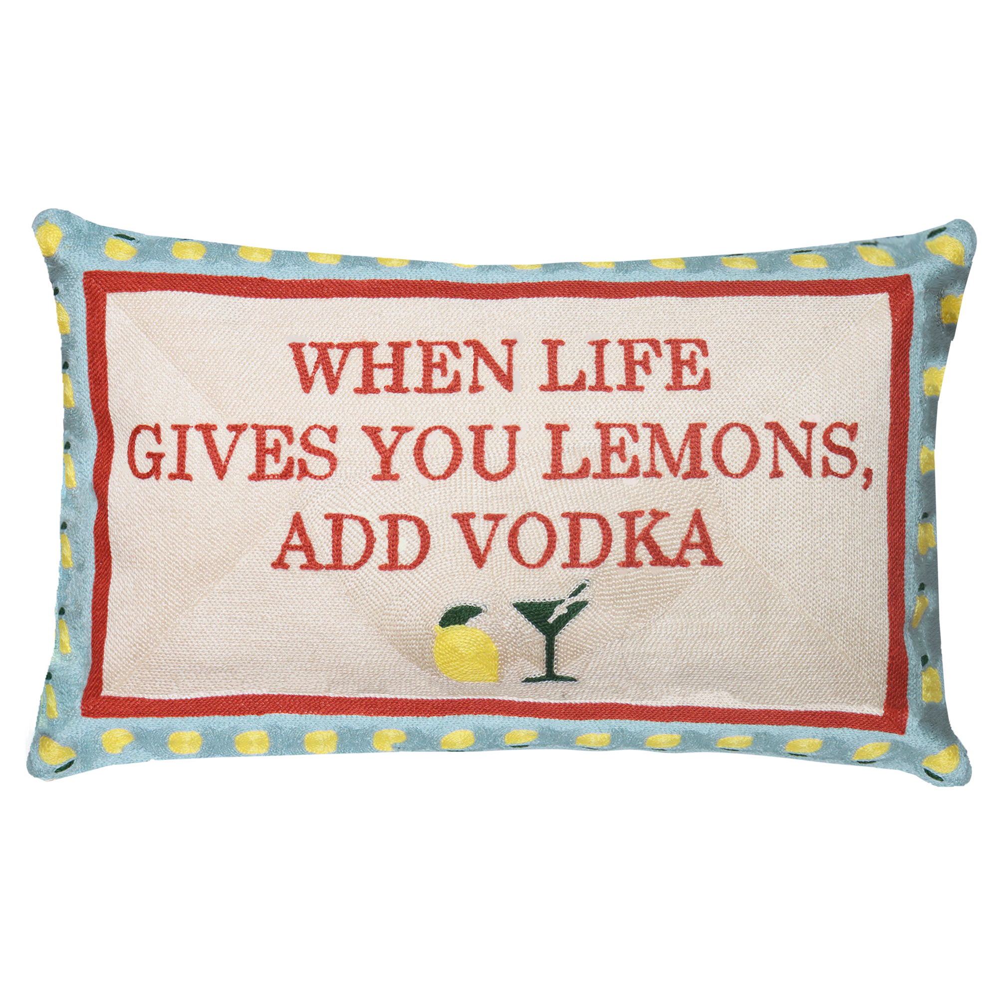 Funny Lemon Needlepoint Pillow – When Life Gives You Lemons, Add Vodka
