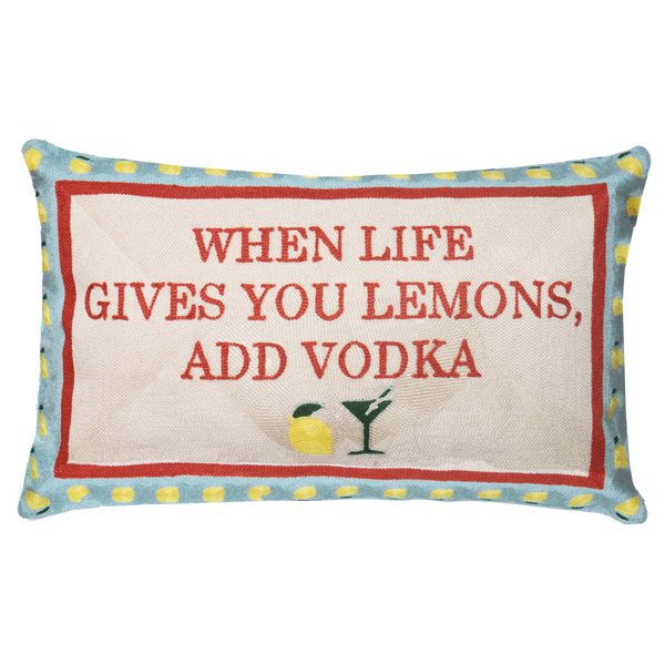Funny Lemon Needlepoint Pillow – When Life Gives You Lemons, Add Vodka