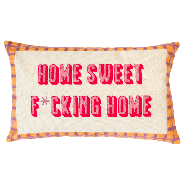 Funny Needlepoint Pillow – Home Sweet F*cking Home
