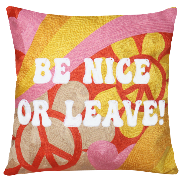 Be Nice or Leave | Slogan Needlepoint Pillow