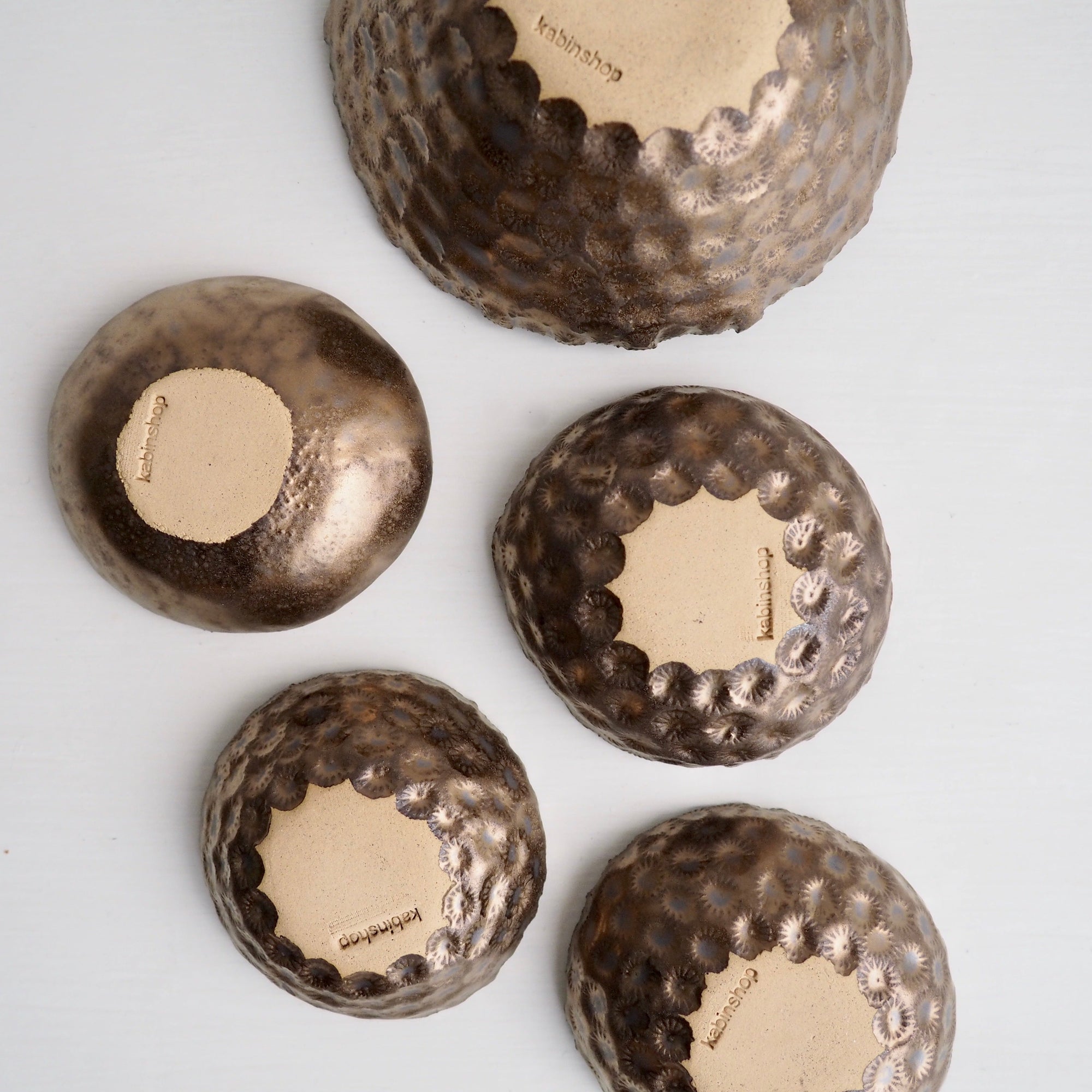 Handmade Gold Textural Ceramic Ring Dish
