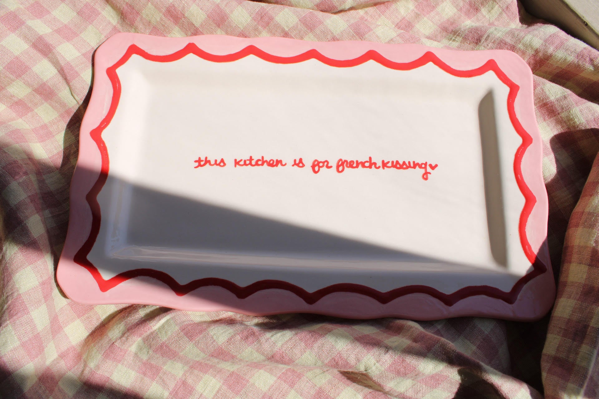 "This Kitchen Is for French Kissing” Scalloped Tray