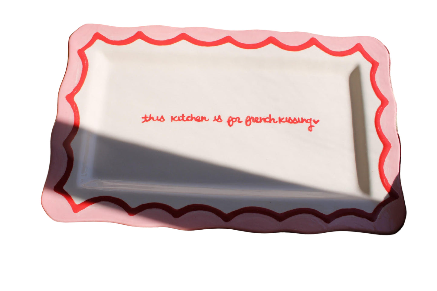 "This Kitchen Is for French Kissing” Scalloped Tray