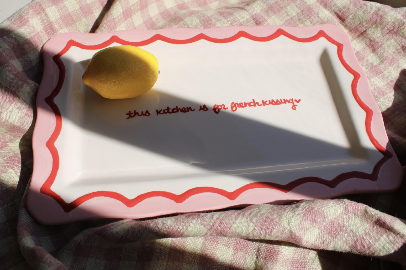 "This Kitchen Is for French Kissing” Scalloped Tray