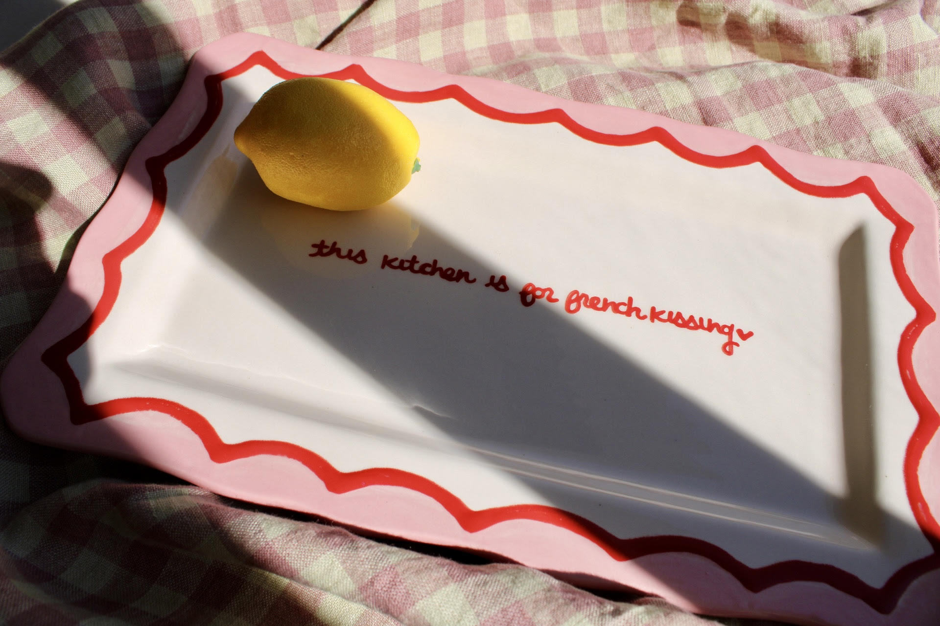 "This Kitchen Is for French Kissing” Scalloped Tray