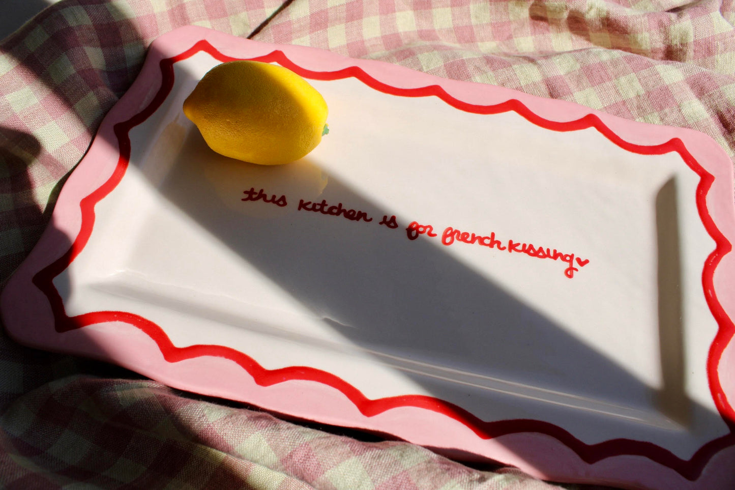"This Kitchen Is for French Kissing” Scalloped Tray
