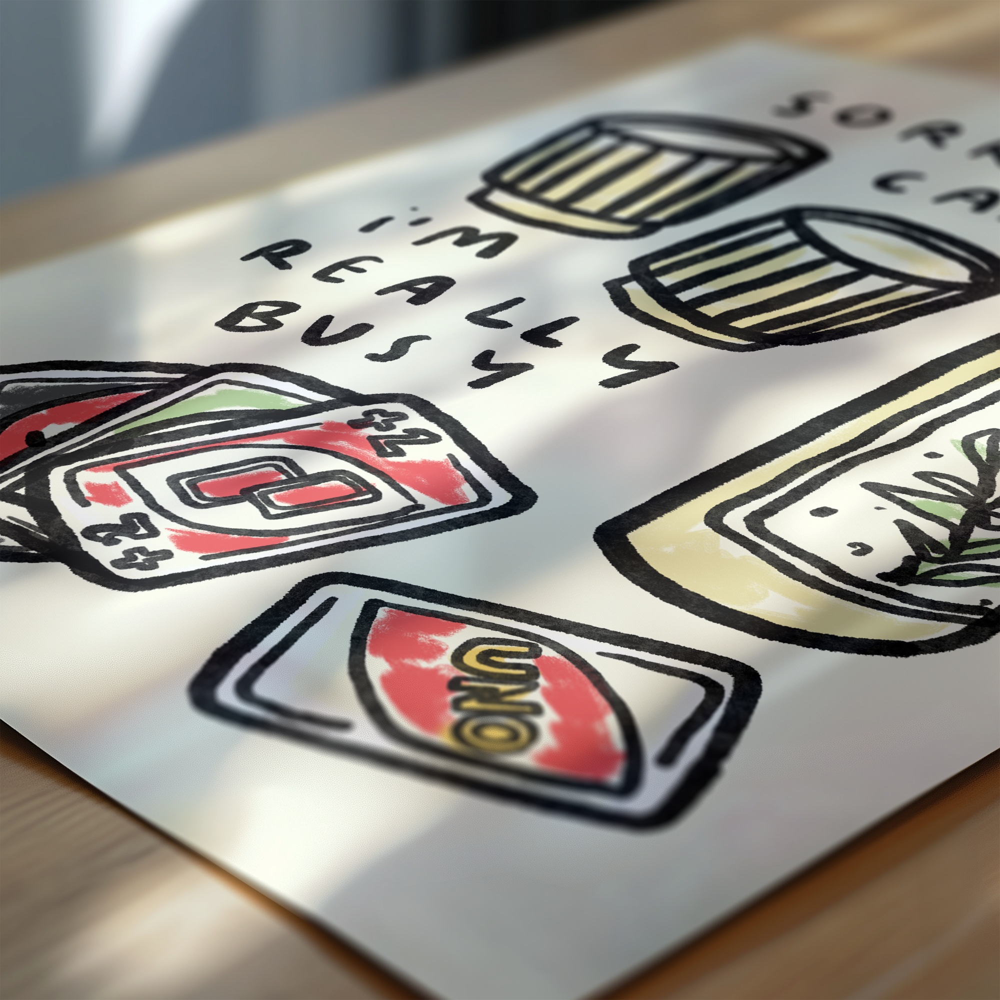 Sorry I'm Really Busy - Uno and Wine Print