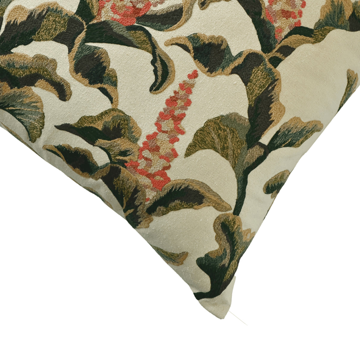 Hand Embroidered Silk Pillow Cover  20" x 20"