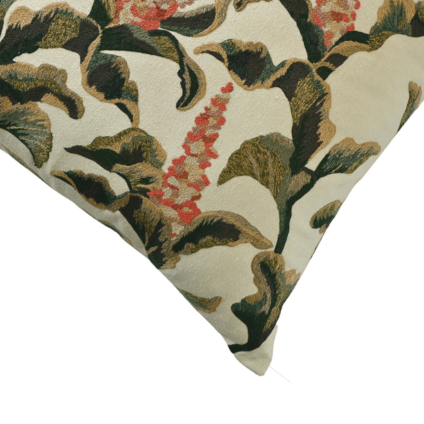 Hand Embroidered Silk Pillow Cover  20" x 20"