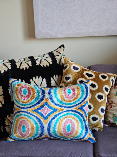 Ikat Silk Velvet Cushion - 40x50cm