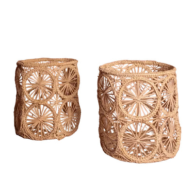 Vases Atlántico Woven Hurricane Vase, Natural - Set of 2