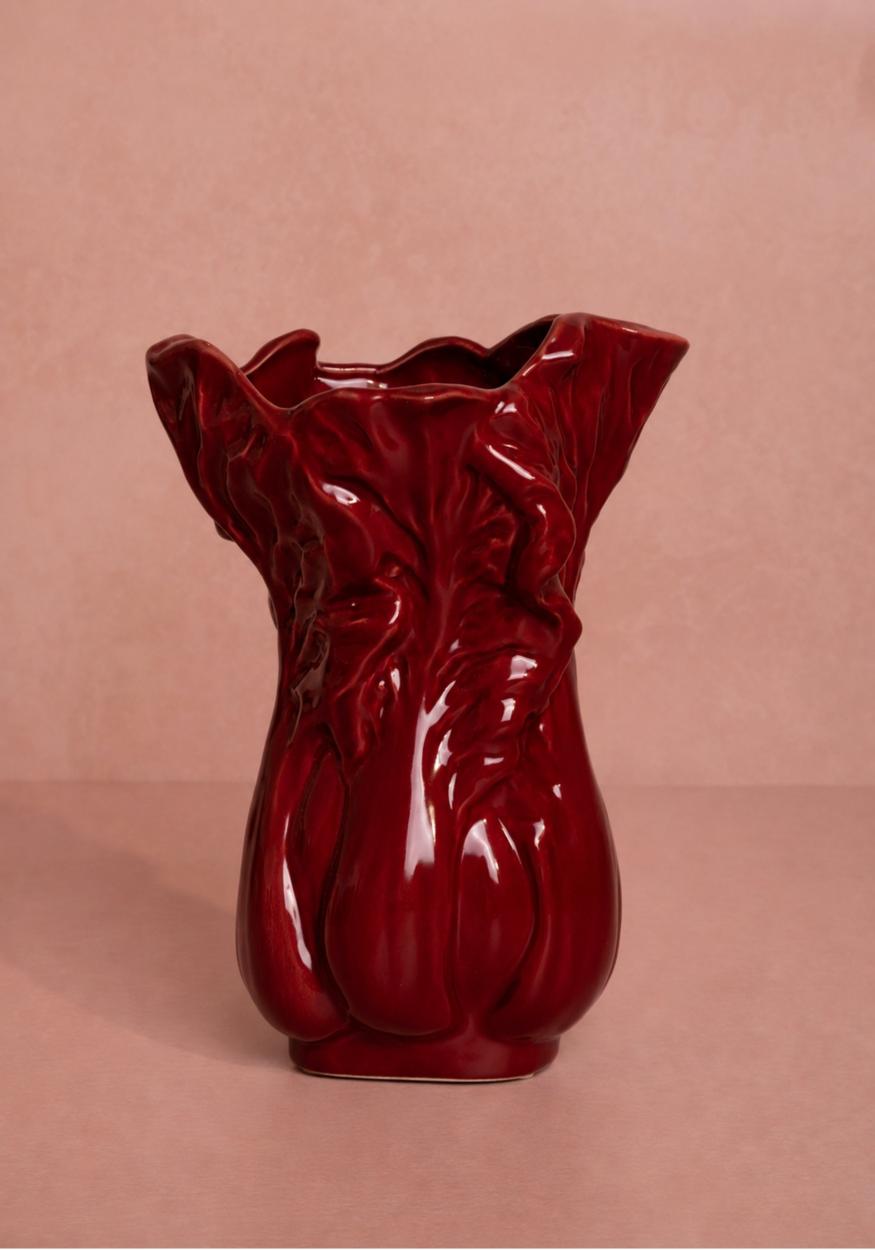 Maroon Coloured Cabbage Leaf Vase