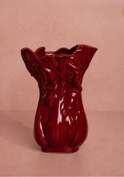 Maroon Coloured Cabbage Leaf Vase