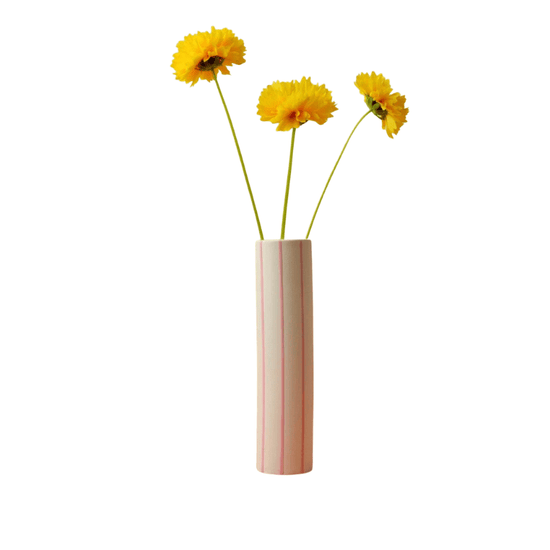 Coloured Striped Vase Naples Yellow