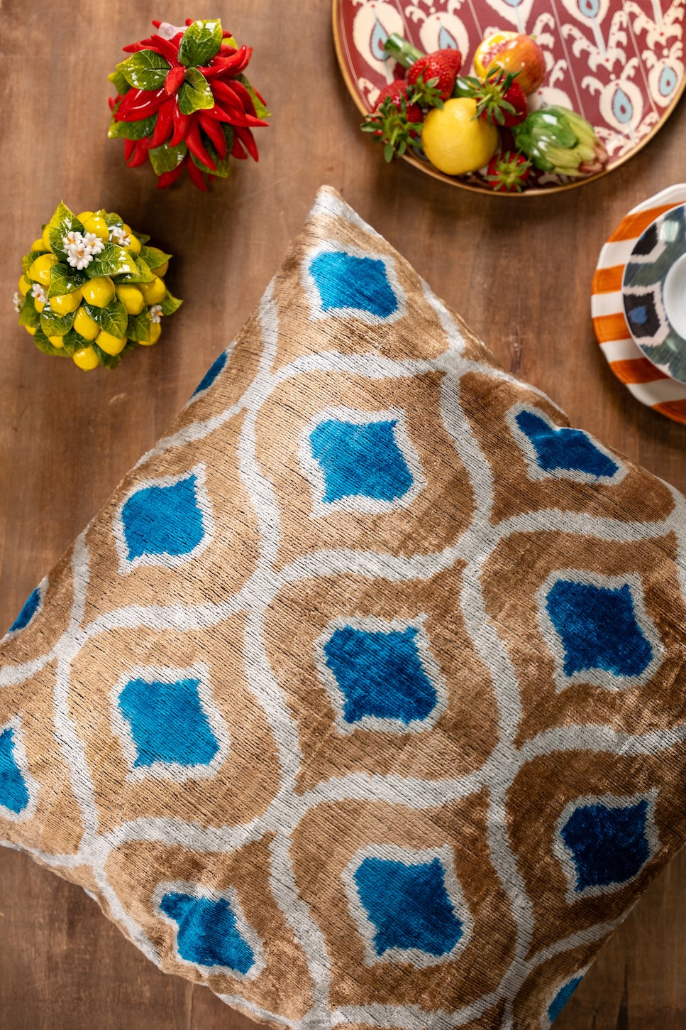 Ikat Silk Velvet Cushion