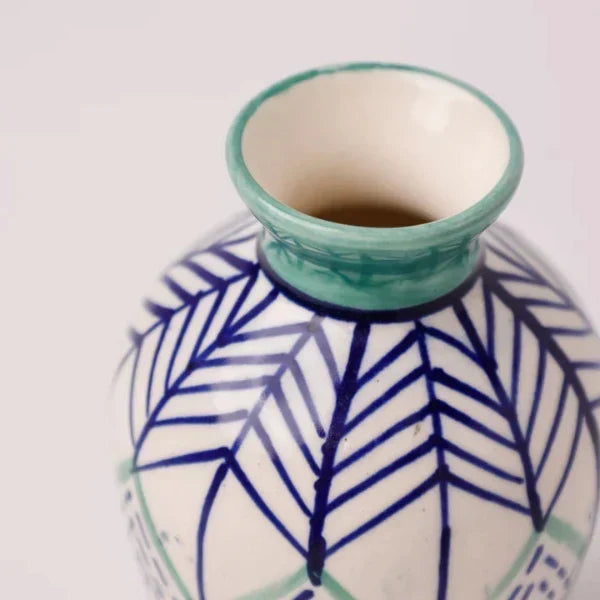 Verde Handpainted Dark Blue Ceramic Mini Vase 2.25x4 Inches Set of 2 - Casa Amarosa