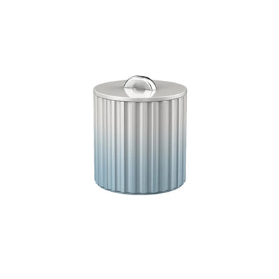 Vinidec fluted lacquered ice bucket in soft baby blue gradient with polished silver metallic top handle