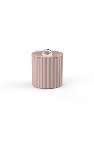 Vinidec fluted lacquered ice bucket in dusty blush pink with polished chrome handle