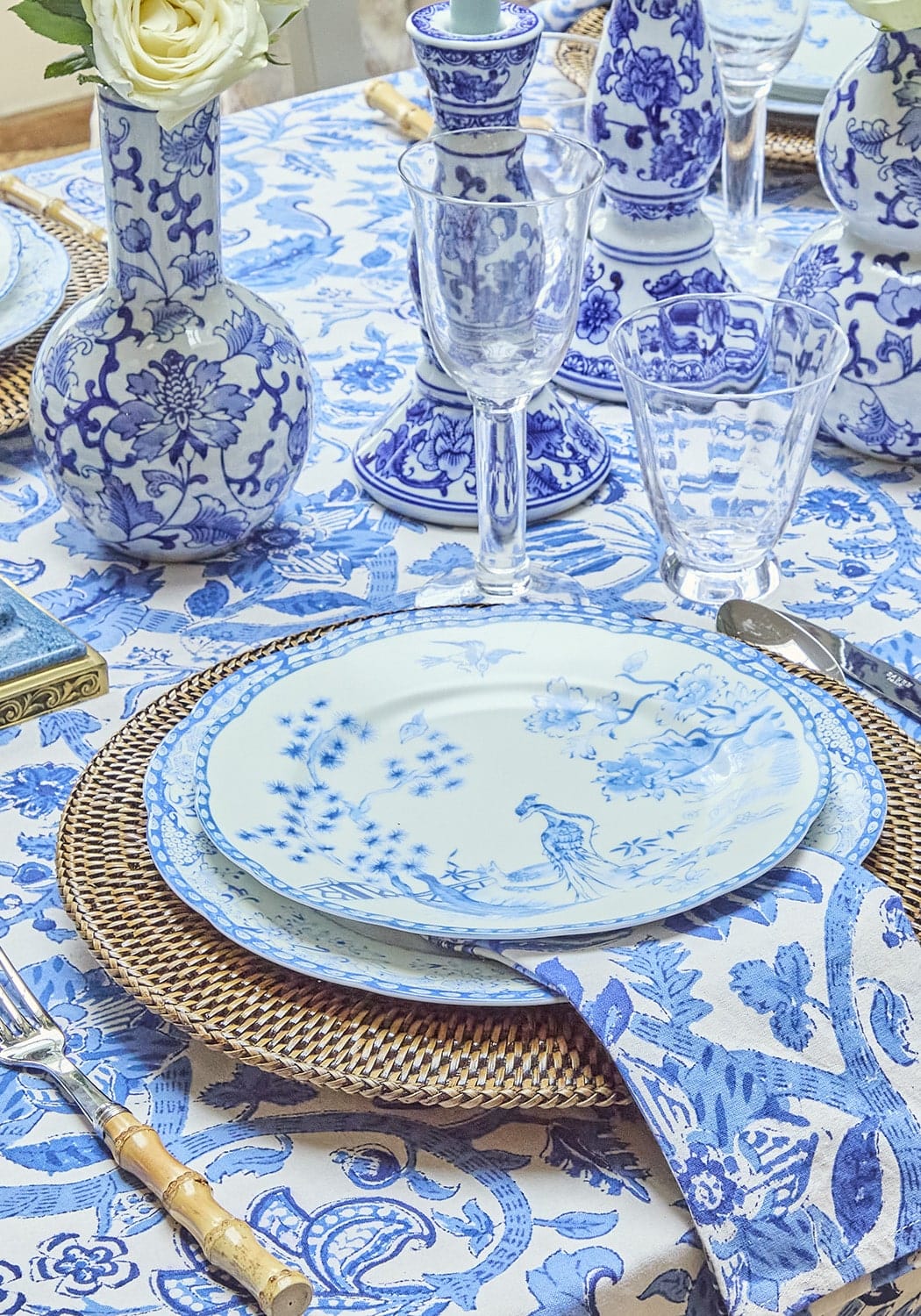 Virginia Blue and White Dinner Plates - Set of 4 - Casa by Josephine Jenno