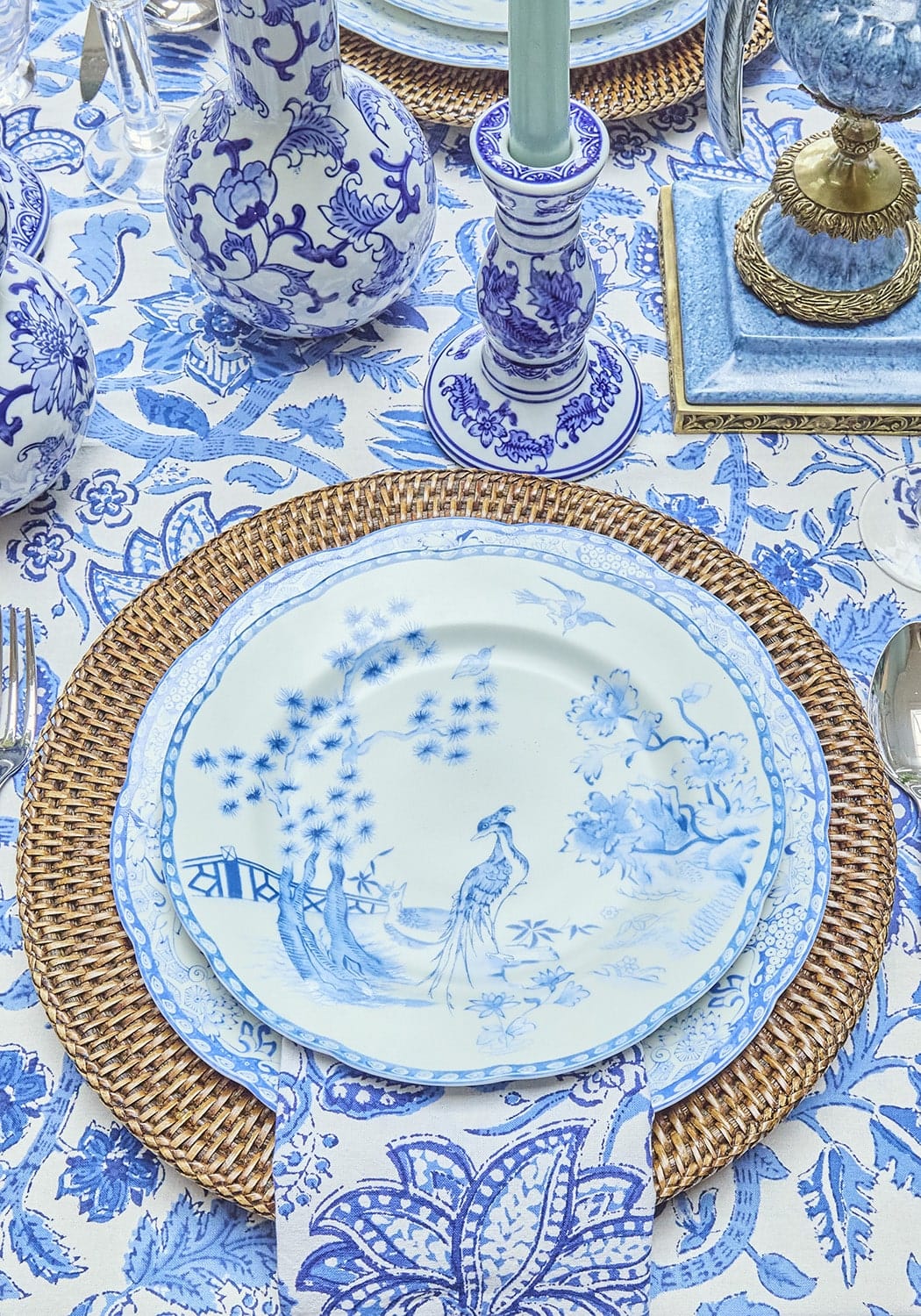 Virginia Blue and White Dinner Plates - Set of 4 - Casa by Josephine Jenno